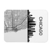 Chicago Illinois City Skyline met map Magneet (Horizontaal)