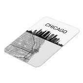 Chicago Illinois City Skyline met map Magneet (Linkerzijde)