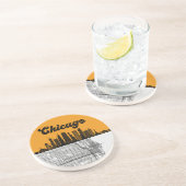 Chicago Illinois City Skyline met map Zandsteen Onderzetter (Zijkant)