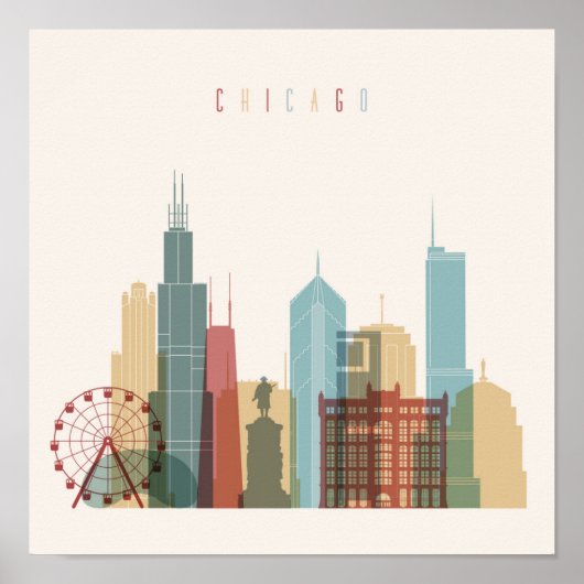 Chicago, Illinois | City Skyline Poster (Voorkant)