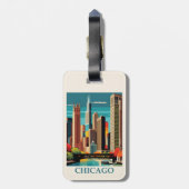 Chicago Illinois City Skyline Retro Reizen Bagagelabel (Achterkant verticaal)