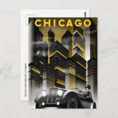  Chicago Illinois City Skyline Retro Reizen Briefkaart (Voorkant / Achterkant)