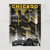  Chicago Illinois City Skyline Retro Reizen Briefkaart (Voorkant)