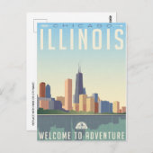  Chicago Illinois City Skyline Retro Reizen Briefkaart (Voorkant / Achterkant)