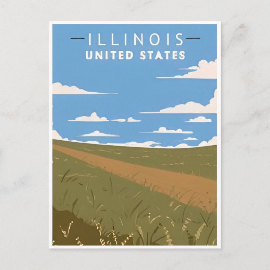  Chicago Illinois City Skyline Retro Reizen Briefkaart (Voorkant)