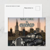  Chicago Illinois City Skyline Retro Reizen Briefkaart (Voorkant / Achterkant)