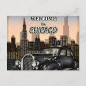 Chicago Illinois City Skyline Retro Reizen Briefkaart (Voorkant)