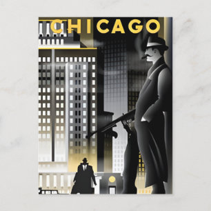  Chicago Illinois City Skyline Retro Reizen Briefkaart