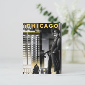  Chicago Illinois City Skyline Retro Reizen Briefkaart (Staand voorkant)