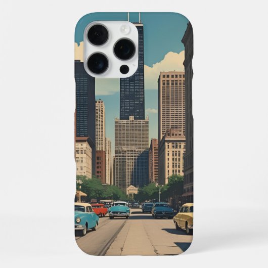 Chicago Illinois City Skyline Retro Reizen iPhone Hoesje (Achterkant)