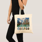 Chicago Illinois City Skyline Travel Photo Tote Bag (Voorkant (product))