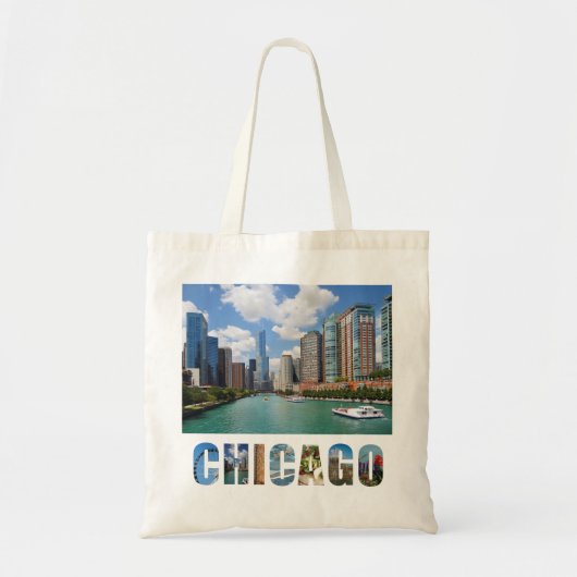 Chicago Illinois City Skyline Travel Photo Tote Bag (Voorkant)