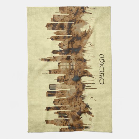 Chicago Illinois Cityscape Theedoek (Verticaal)