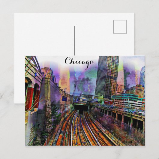 Chicago Illinois Colorful Abstract City Briefkaart (Voorkant / Achterkant)