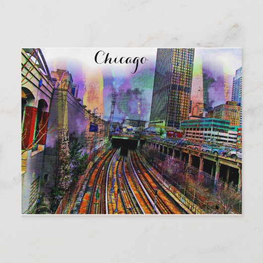 Chicago Illinois Colorful Abstract City Briefkaart (Voorkant)