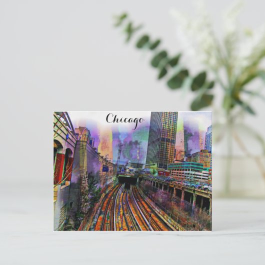 Chicago Illinois Colorful Abstract City Briefkaart (Staand voorkant)