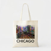 Chicago Illinois Colorful Abstract City Tote Bag (Voorkant)