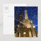Chicago, Illinois, de Oude Toren van het Water met Feestdagenkaart (Voorkant / Achterkant)