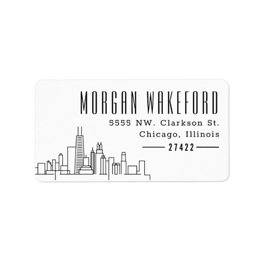 Chicago, Illinois Deco Skyline Large Etiket (Voorkant)