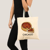 Chicago Illinois Deep Dish Pepperoni Cheese Pizza Tote Bag (Voorkant (product))