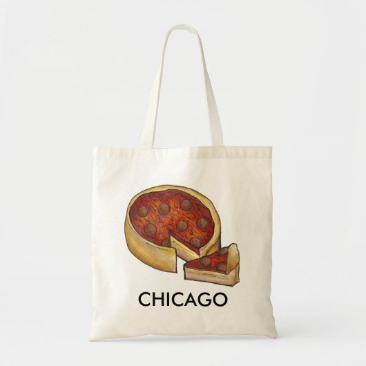 Chicago Illinois Deep Dish Pepperoni Cheese Pizza Tote Bag (Voorkant)