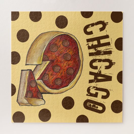 Chicago Illinois Deep Dish Pepperoni Pizza Legpuzzel (Horizontaal)