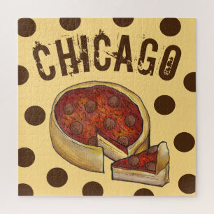 Chicago Illinois Deep Dish Pepperoni Pizza Legpuzzel