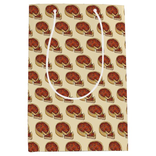 Chicago Illinois Deep Dish Pepperoni Pizza Pie Medium Cadeauzakje (Voorkant)
