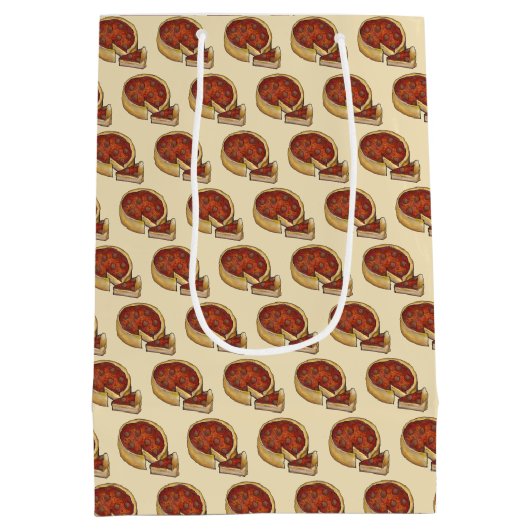 Chicago Illinois Deep Dish Pepperoni Pizza Pie Medium Cadeauzakje (Achterkant)