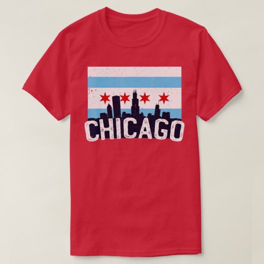 Chicago Illinois Flag City Skyline Chi Town Pride T-shirt (Design voorkant)