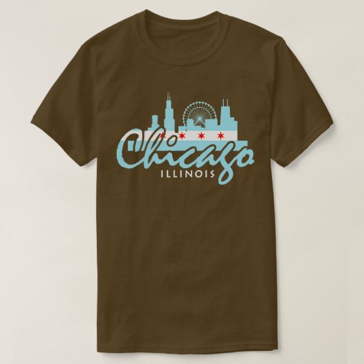 Chicago Illinois Flag Skyline Mannen Women T-shirt (Design voorkant)