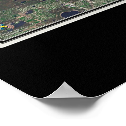 Chicago Illinois from Space Satellite Map Poster (Hoek)