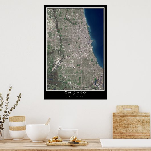 Chicago Illinois from Space Satellite Map Poster (Keuken)