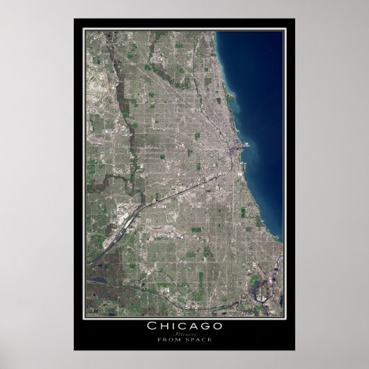 Chicago Illinois from Space Satellite Map Poster (Voorkant)
