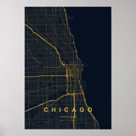 Chicago Illinois gestileerde kaartprint | Modern h Poster