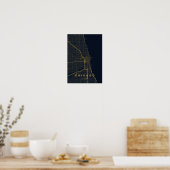 Chicago Illinois gestileerde kaartprint | Modern h Poster (Keuken)