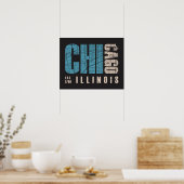 Chicago, Illinois | Grafische kaart Poster (Keuken)
