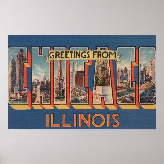 Chicago, Illinois - Grote Letter-scènes Poster (Voorkant)