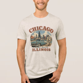 Chicago Illinois Historische Route 66 Vintage Silh Tri-Blend Shirt