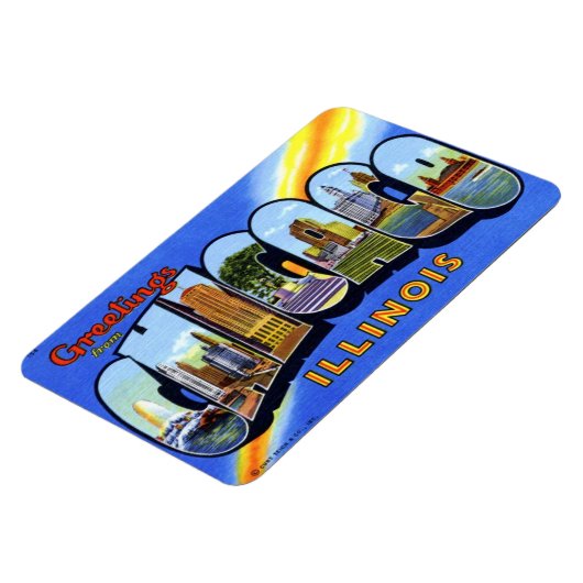 Chicago Illinois IL grote letter Briefkaart magnee Magneet (Linkerzijde)