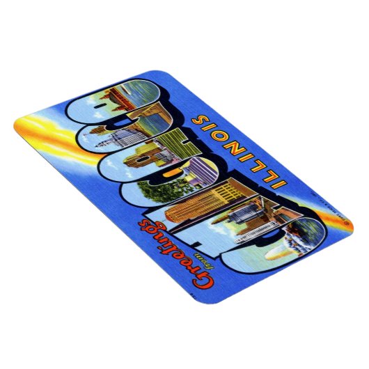 Chicago Illinois IL grote letter Briefkaart magnee Magneet (Rechterzijde)