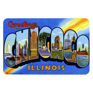 Chicago Illinois IL Large Letter Briefkaart Magnet Magneet
