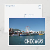 Chicago Illinois ( IL ) Navy Pier Ferris Wheel USA Briefkaart (Voorkant / Achterkant)