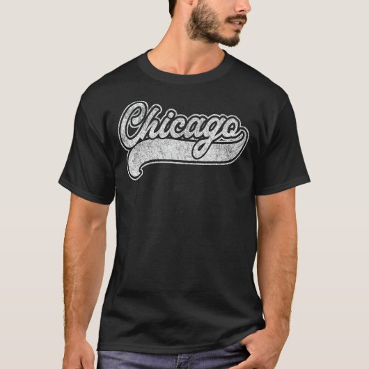 Chicago Illinois IL Shirt Retro Baseball Style Vin (Voorkant)