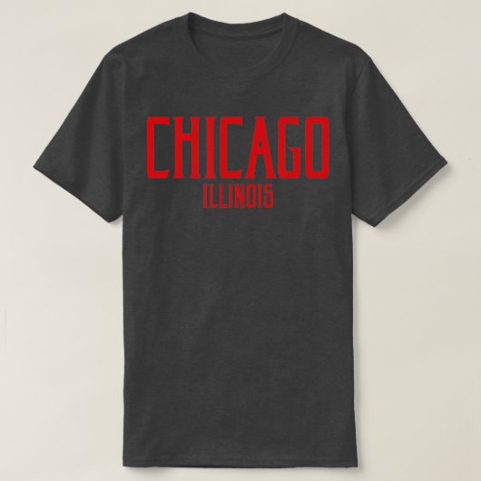 Chicago Illinois IL  Text Red Print T-shirt (Design voorkant)
