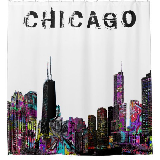 Chicago, Illinois in graffiti Douchegordijn (Voorkant)