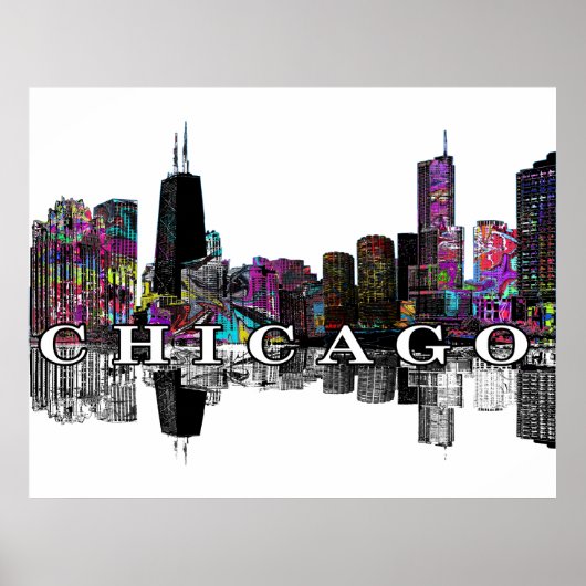 Chicago, Illinois in graffiti Poster (Voorkant)