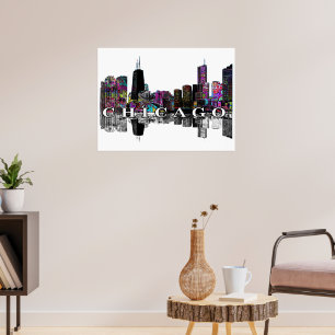 Chicago, Illinois in graffiti Poster