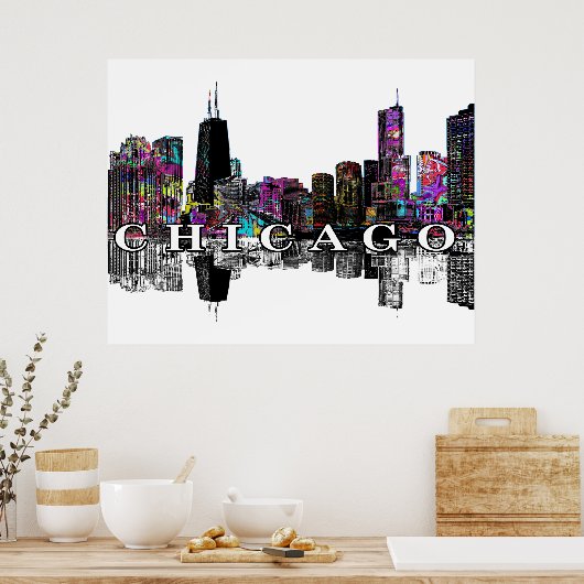 Chicago, Illinois in graffiti Poster (Keuken)