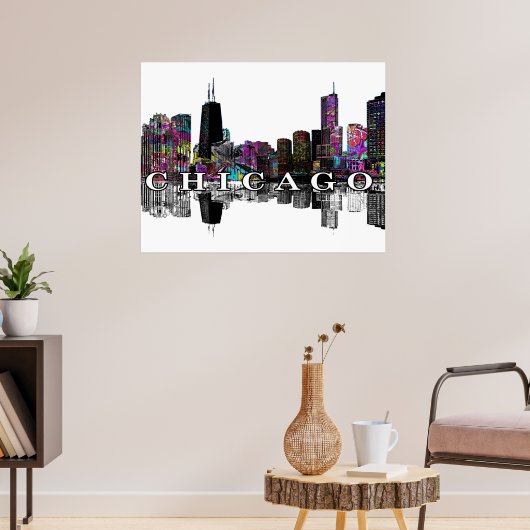 Chicago, Illinois in graffiti Poster (Woonkamer 3)